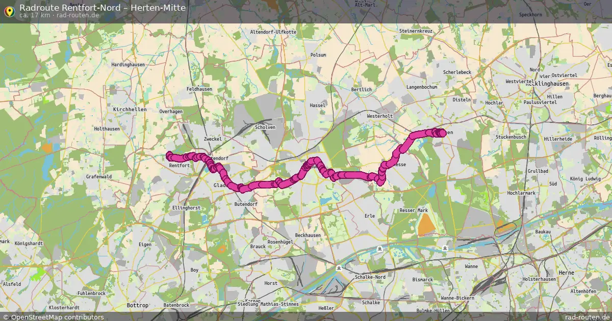 Fahrradroute Rentfort-Nord – Herten-Mitte