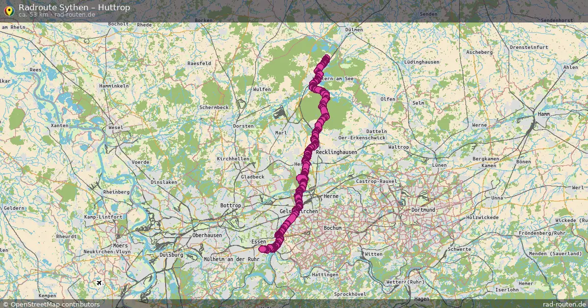 Fahrradroute Sythen – Huttrop (53 km) – Rad-Routen.de
