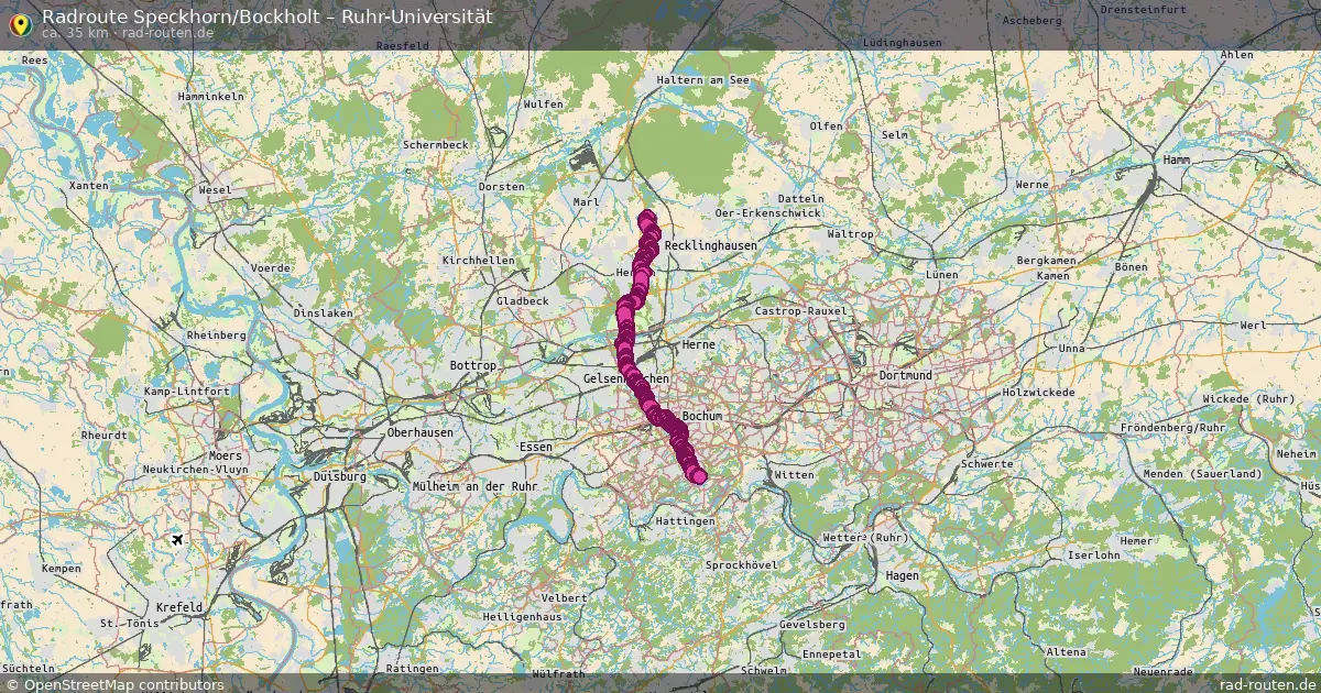 Fahrradroute Speckhorn Bockholt – Ruhr-Universität (35 km) – Rad-Routen.de