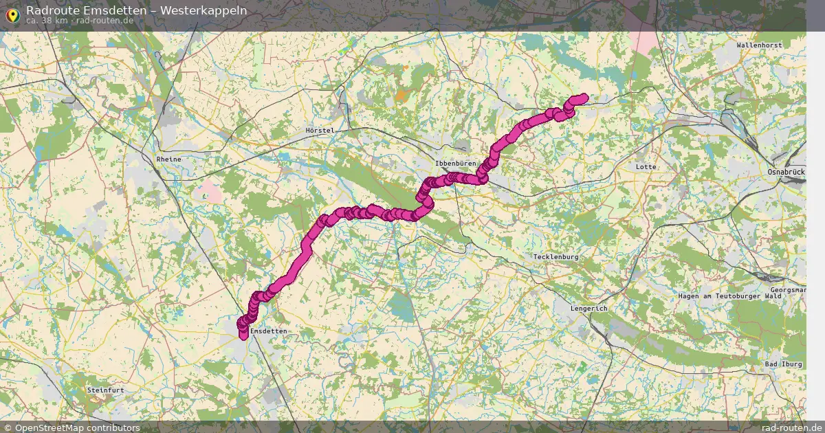 Fahrradroute Emsdetten – Westerkappeln (38 km) – Rad-Routen.de