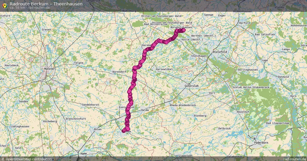 Fahrradroute Beckum – Theenhausen (58 km) – Rad-Routen.de