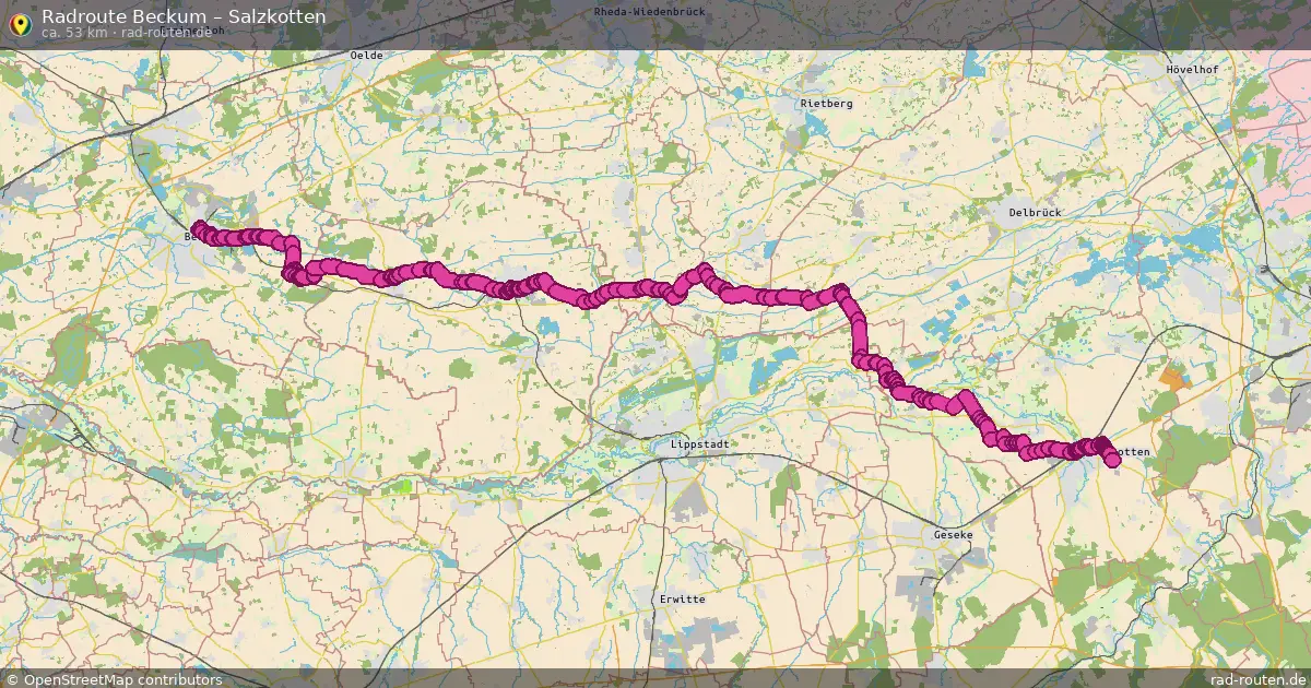 Fahrradroute Beckum – Salzkotten (53 km) – Rad-Routen.de