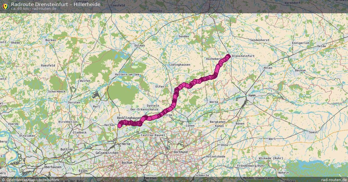 Fahrradroute Drensteinfurt – Hillerheide (60 km) – Rad-Routen.de