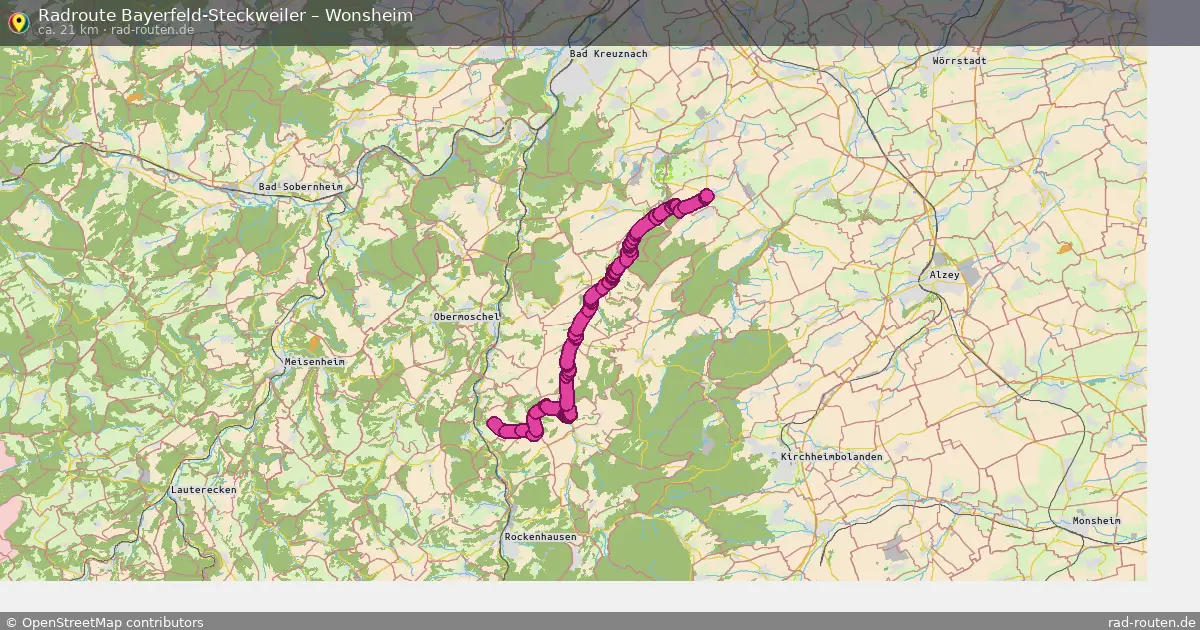 Fahrradroute Bayerfeld-Steckweiler – Wonsheim (21 km) – Rad-Routen.de