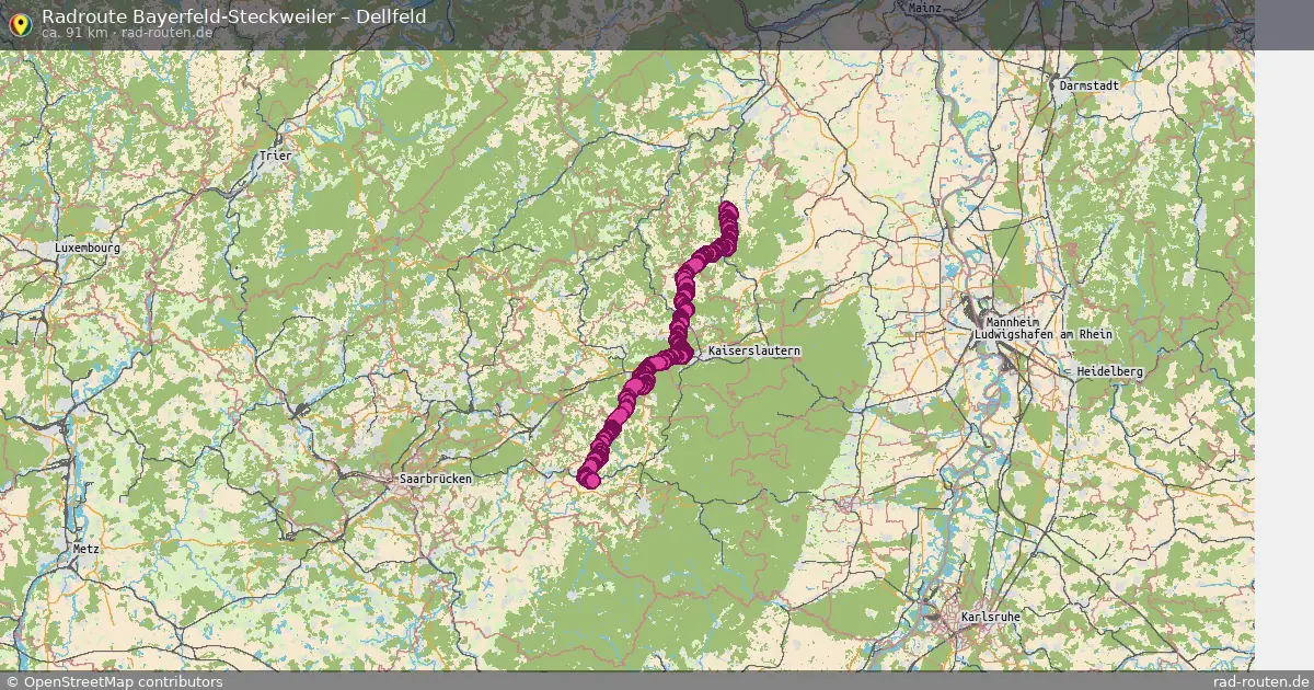 Fahrradroute Bayerfeld-Steckweiler – Dellfeld (91 km) – Rad-Routen.de