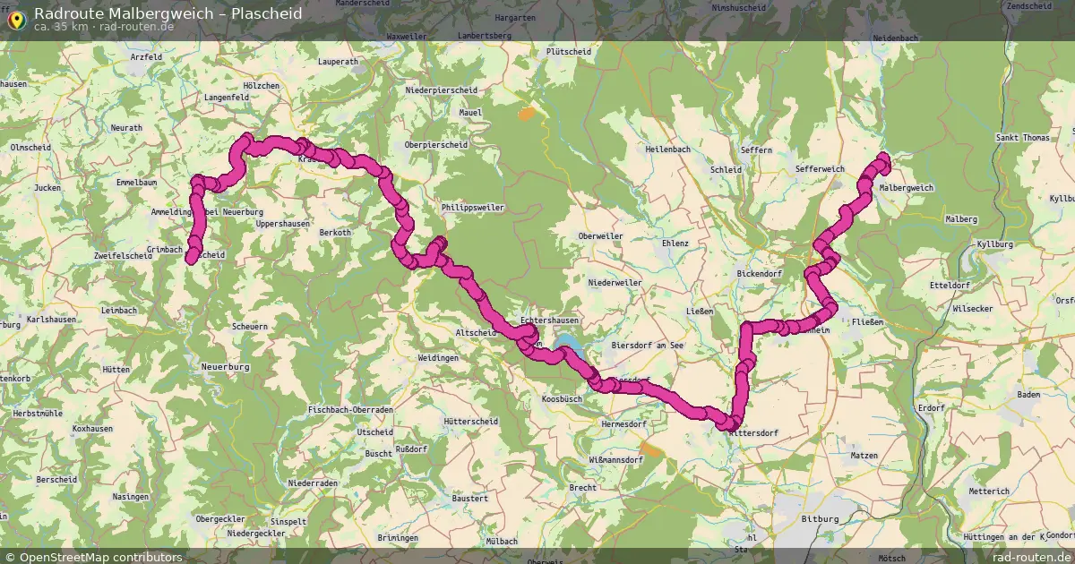 Fahrradroute Malbergweich – Plascheid (35 km) – Rad-Routen.de