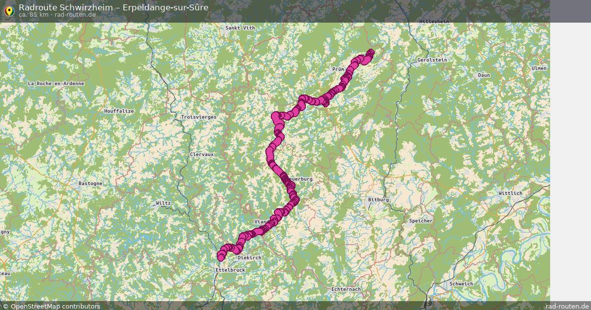 Fahrradroute Schwirzheim – Erpeldange-Sur-Sûre (85 km) – Rad-Routen.de