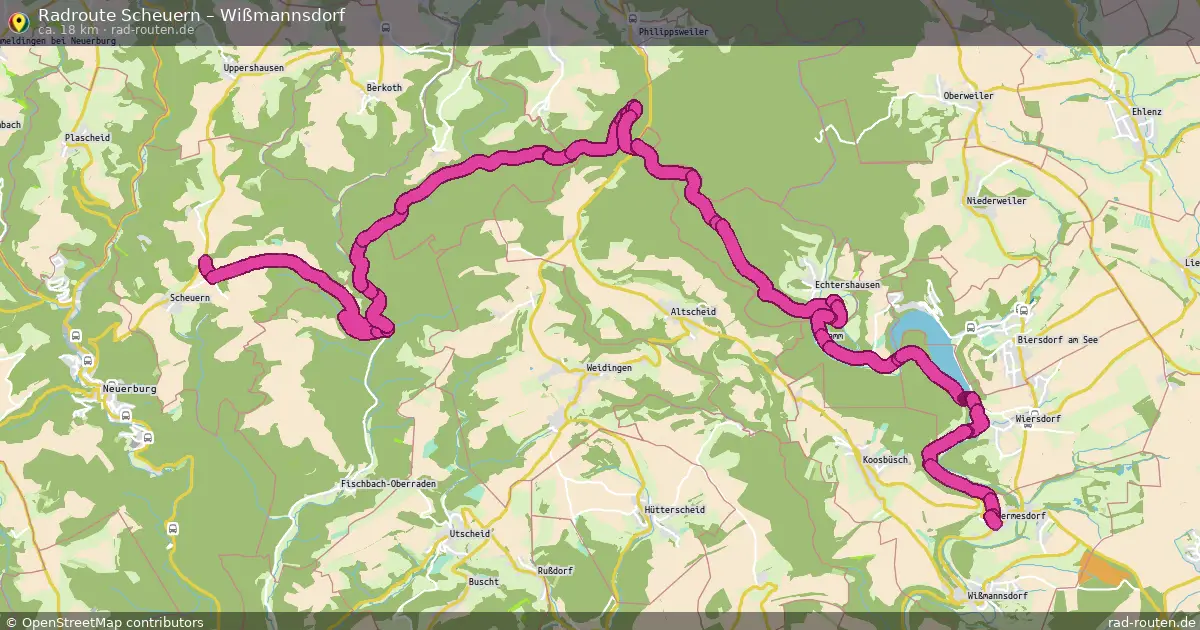 Fahrradroute Scheuern – Wißmannsdorf (19 km) – Rad-Routen.de