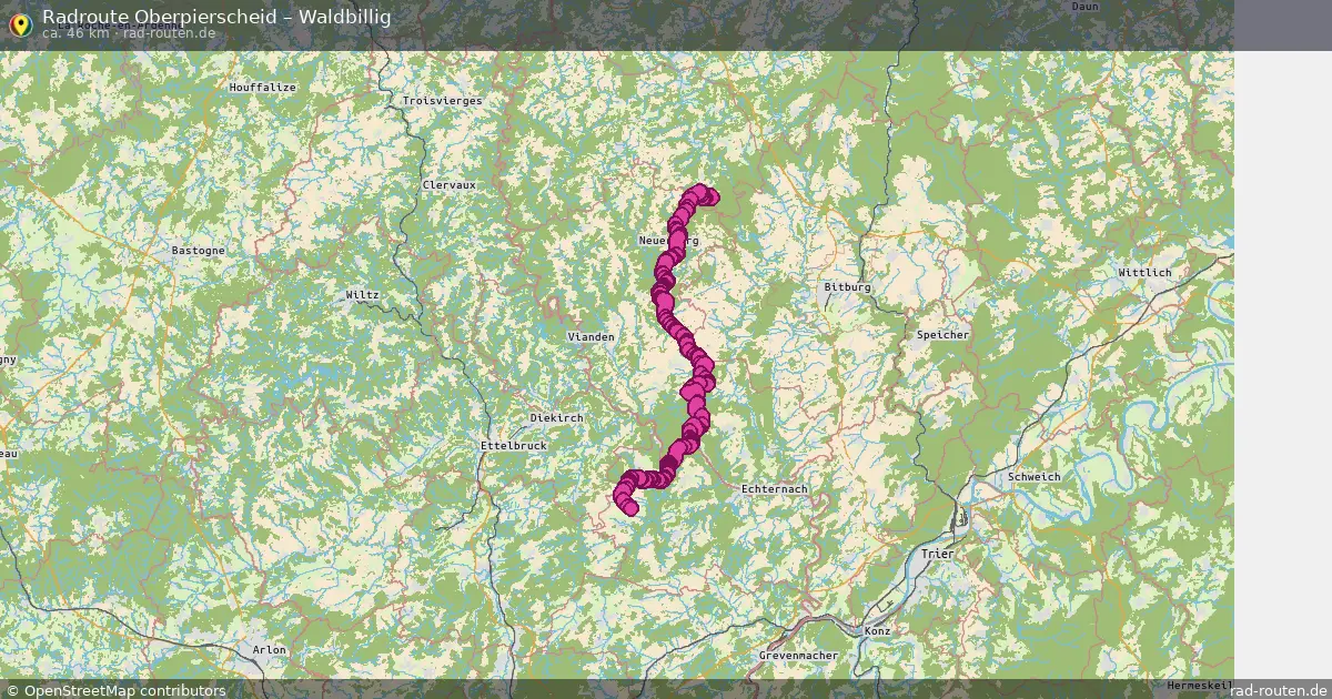 Fahrradroute von Oberpierscheid nach Waldbillig