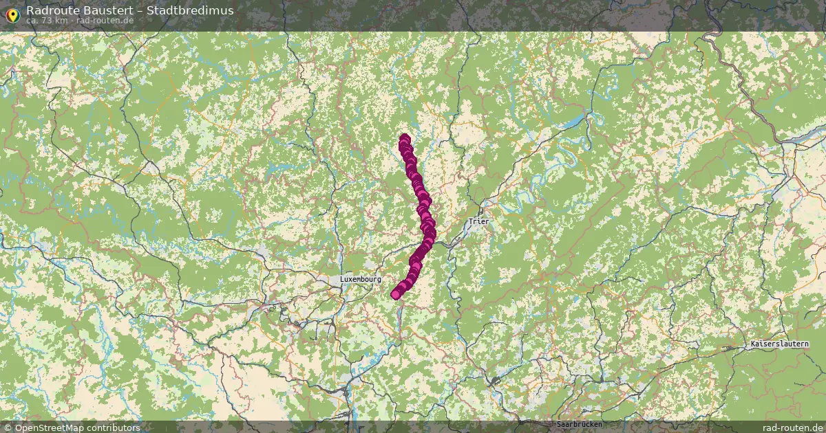 Fahrradroute von Baustert nach Stadtbredimus