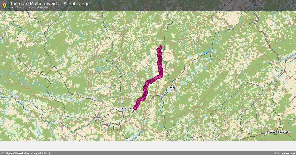 Fahrradroute von Malbergweich nach Schuttrange