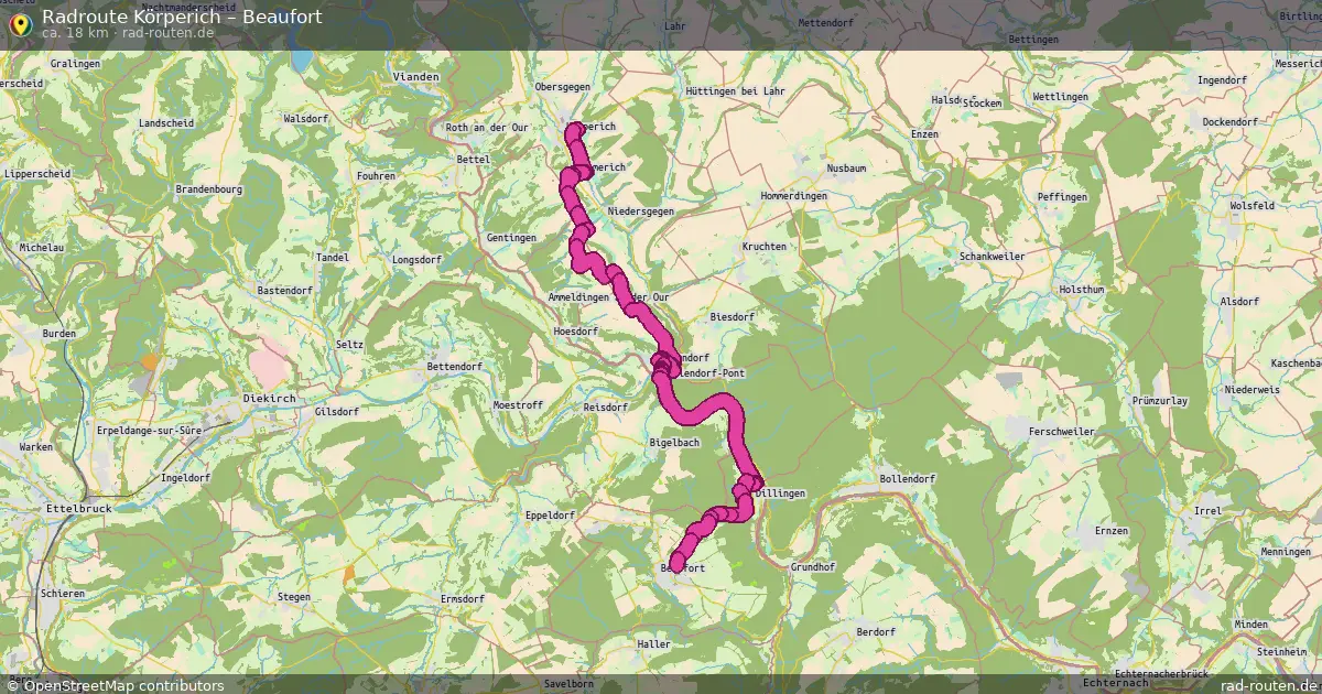 Fahrradroute von Körperich nach Beaufort