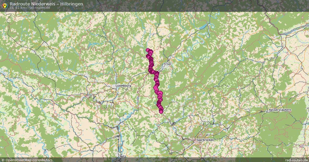 Fahrradroute von Niederweis nach Hilbringen