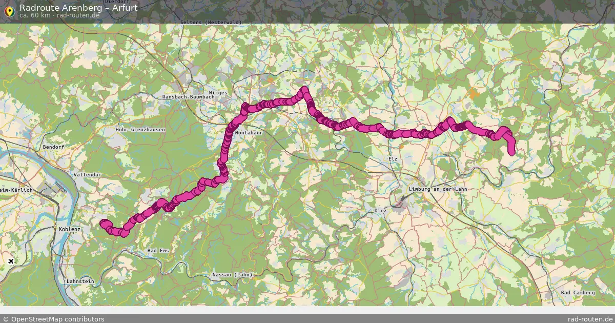 Fahrradroute von Arenberg nach Arfurt