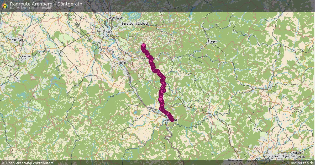 Fahrradroute von Arenberg nach Söntgerath