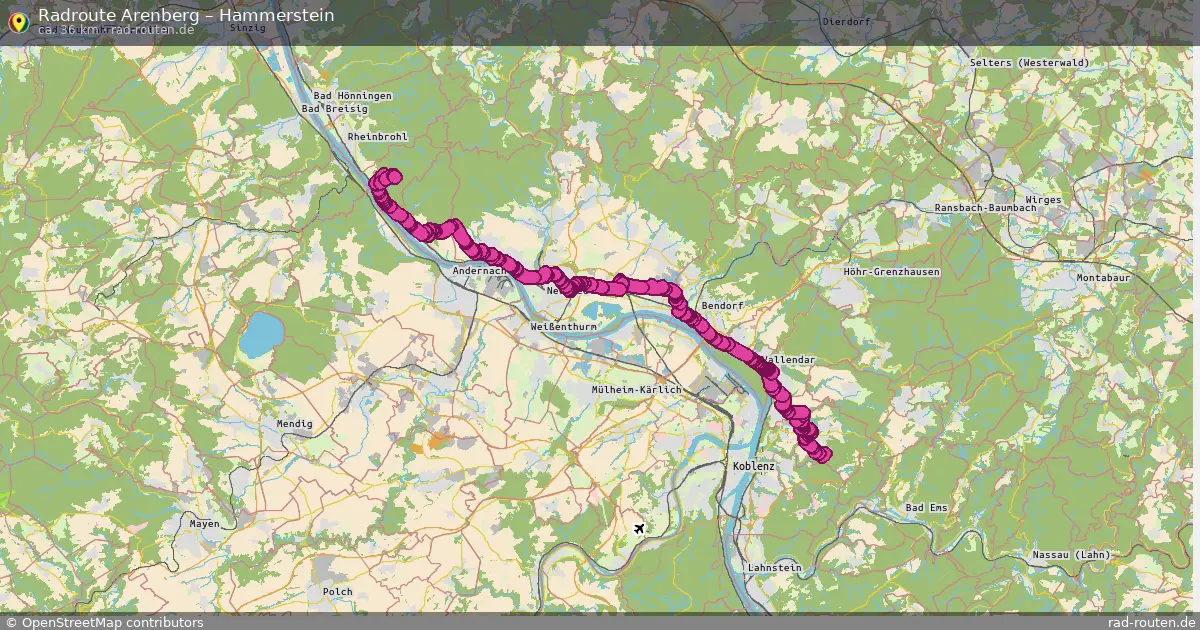 Fahrradroute von Arenberg nach Hammerstein