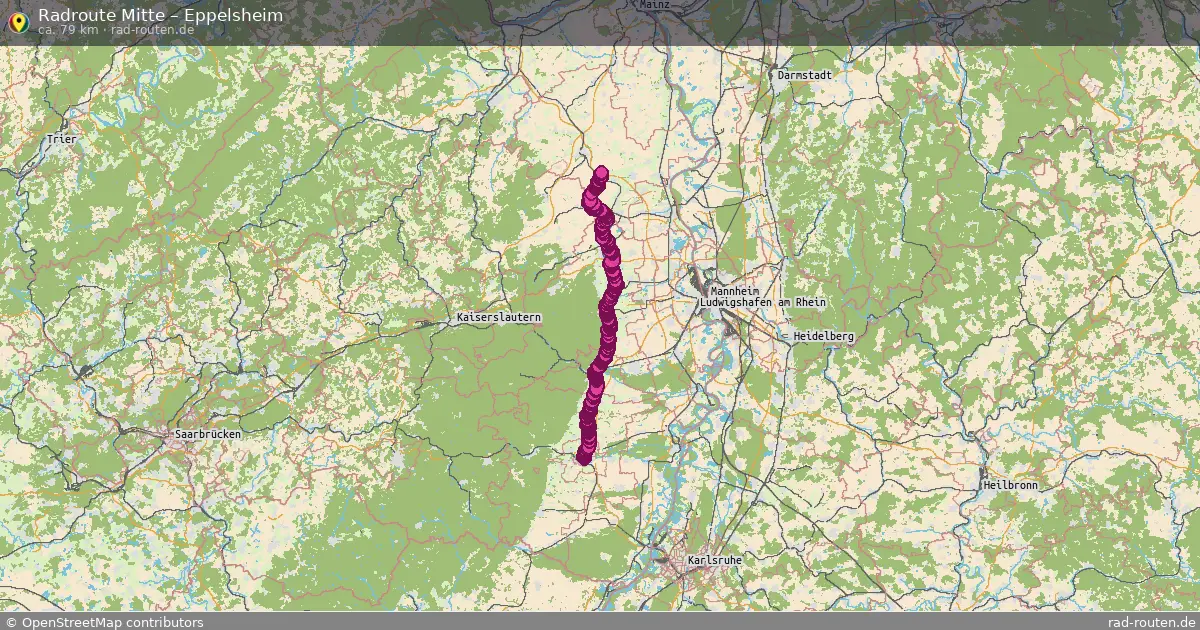 Fahrradroute Mitte – Eppelsheim (79 km) – Rad-Routen.de