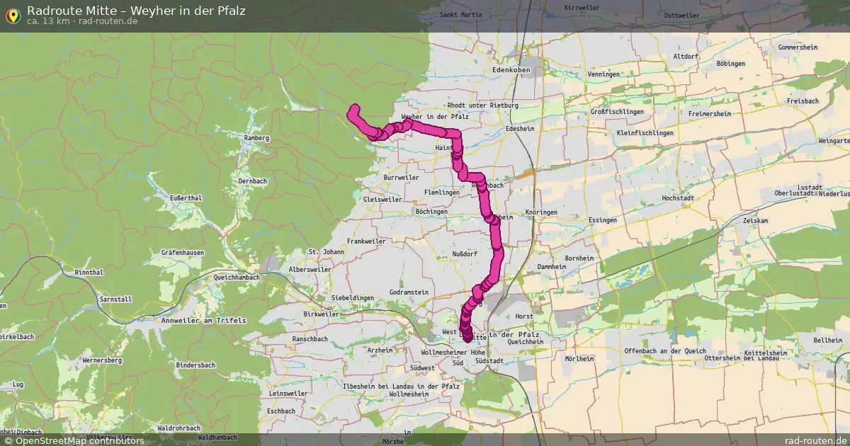 Fahrradroute Mitte – Weyher In Der Pfalz (13 km) – Rad-Routen.de