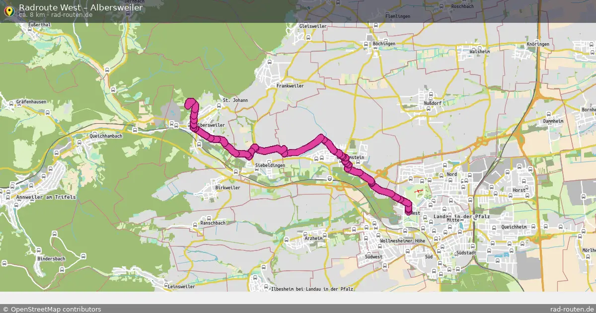 Fahrradroute West – Albersweiler (8 km) – Rad-Routen.de