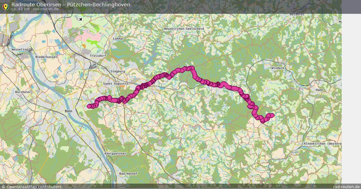 Fahrradroute Oberirsen – Pützchen-Bechlinghoven (43 km) – Rad-Routen.de