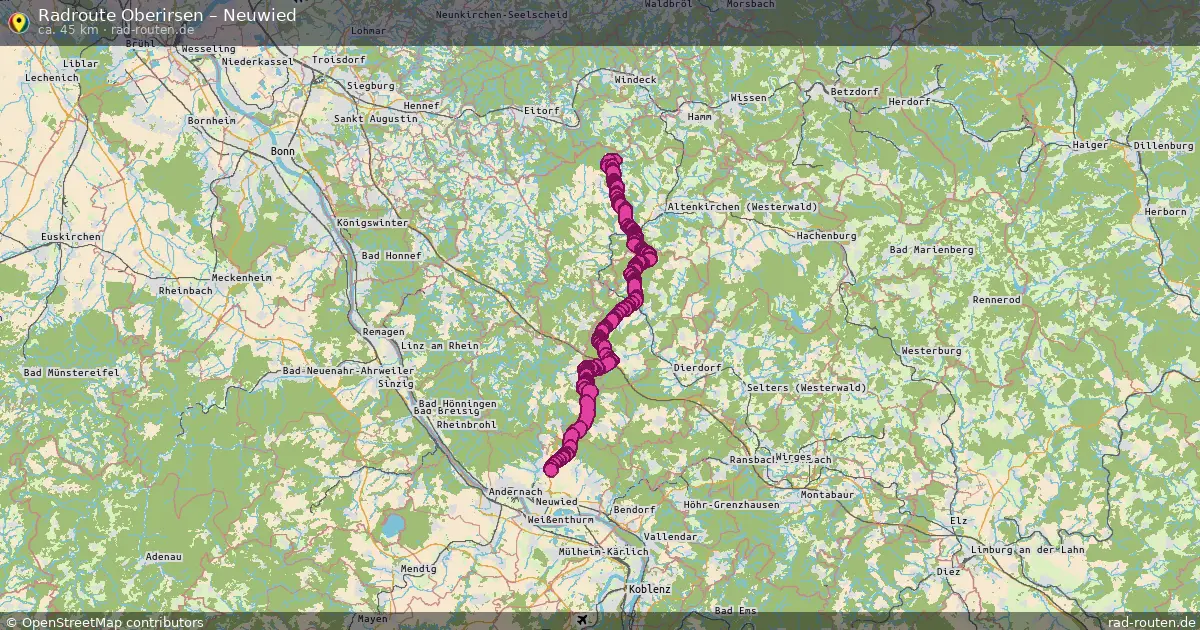Fahrradroute Oberirsen – Neuwied (45 km) – Rad-Routen.de