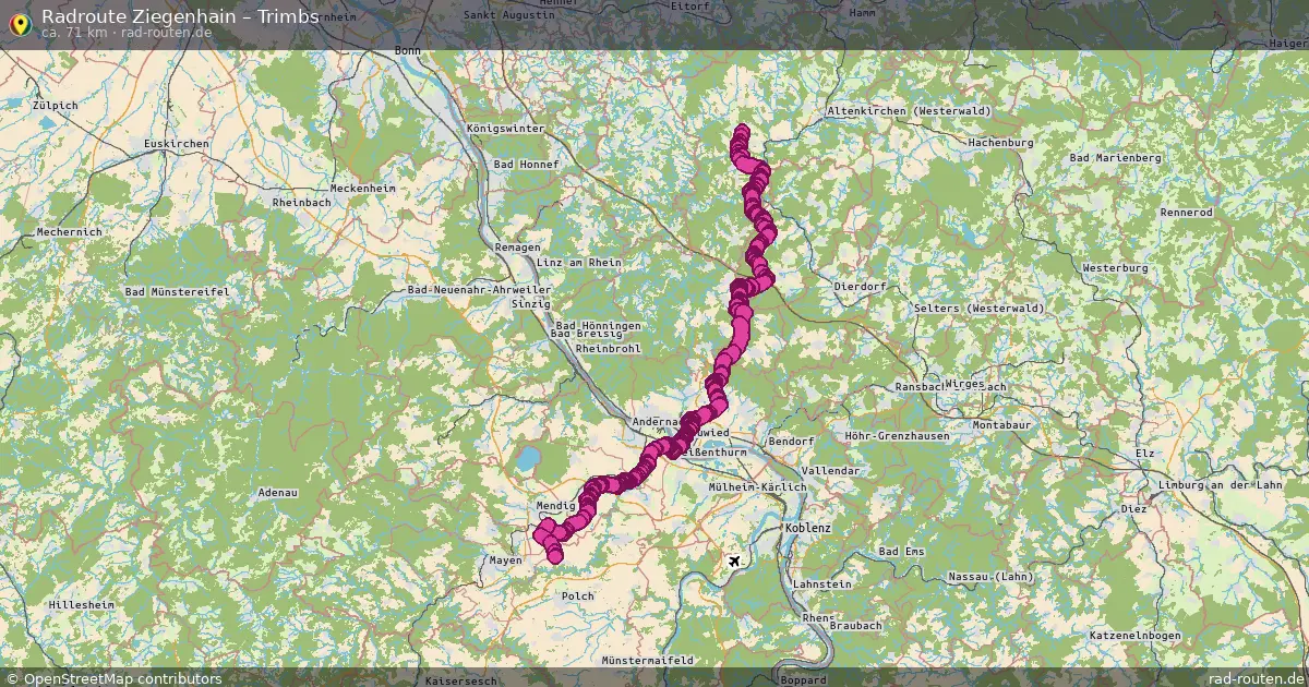 Fahrradroute Ziegenhain – Trimbs (71 km) – Rad-Routen.de