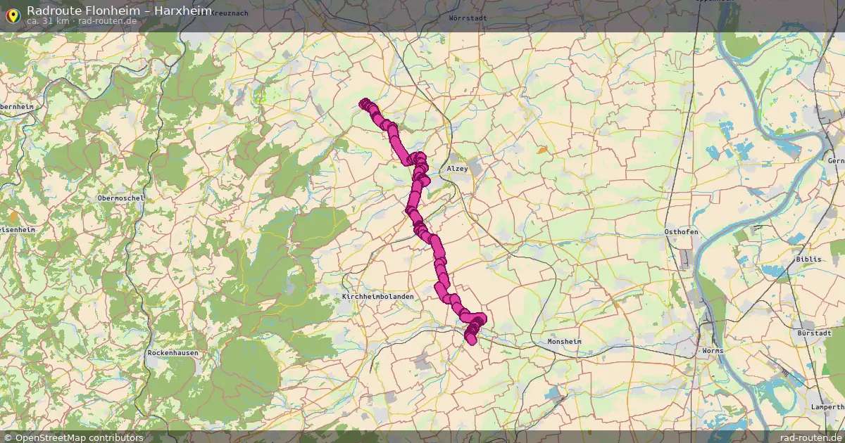 Fahrradroute Flonheim – Harxheim (31 km) – Rad-Routen.de