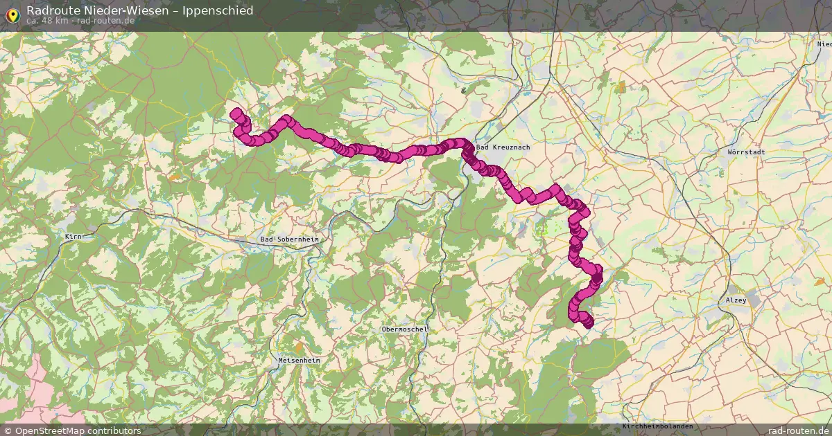 Fahrradroute Nieder-Wiesen – Ippenschied (48 km) – Rad-Routen.de