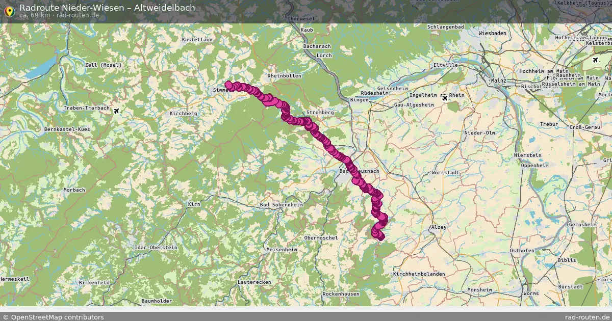 Fahrradroute Nieder-Wiesen – Altweidelbach (69 km) – Rad-Routen.de