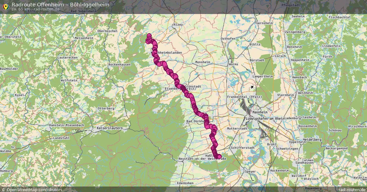 Fahrradroute Offenheim – Böhl-Iggelheim (65 km) – Rad-Routen.de