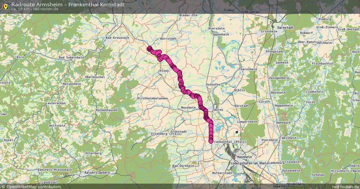 Fahrradroute Armsheim – Frankenthal Kernstadt (58 km) – Rad-Routen.de