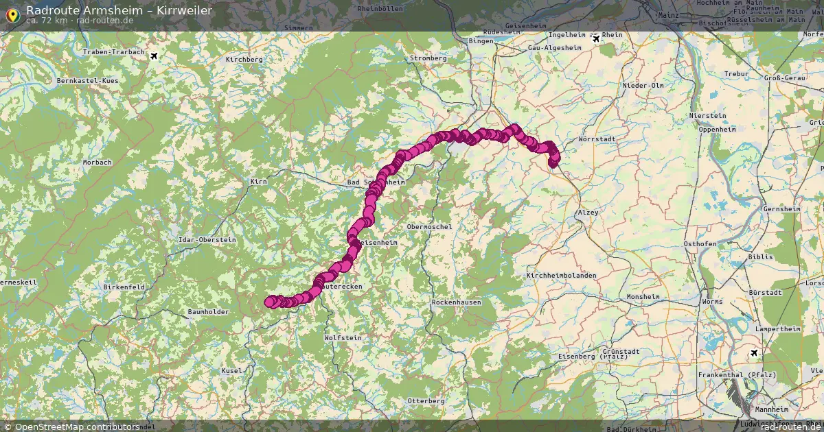 Fahrradroute Armsheim – Kirrweiler (72 km) – Rad-Routen.de