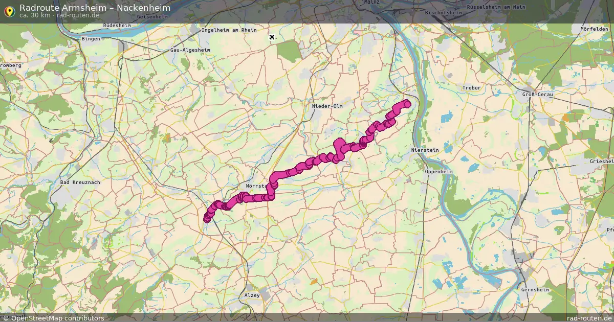 Fahrradroute Armsheim – Nackenheim (30 km) – Rad-Routen.de