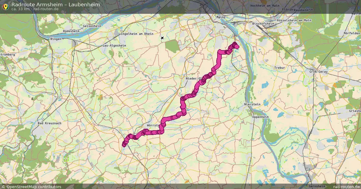 Fahrradroute Armsheim – Laubenheim (33 km) – Rad-Routen.de