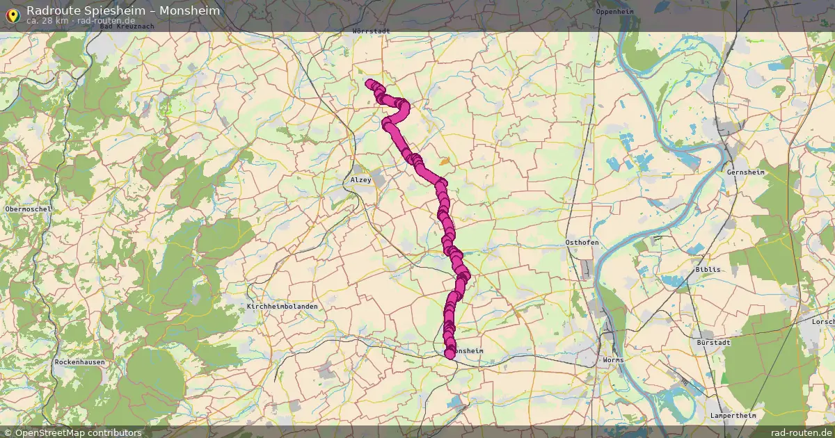 Fahrradroute Spiesheim – Monsheim (28 km) – Rad-Routen.de