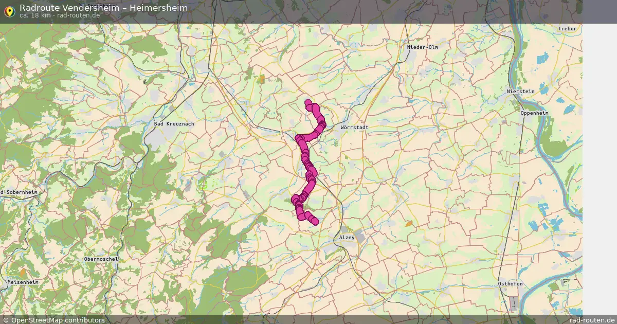 Fahrradroute Vendersheim – Heimersheim (18 km) – Rad-Routen.de