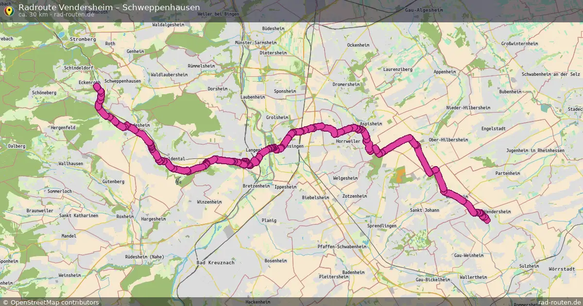 Fahrradroute Vendersheim – Schweppenhausen (30 km) – Rad-Routen.de