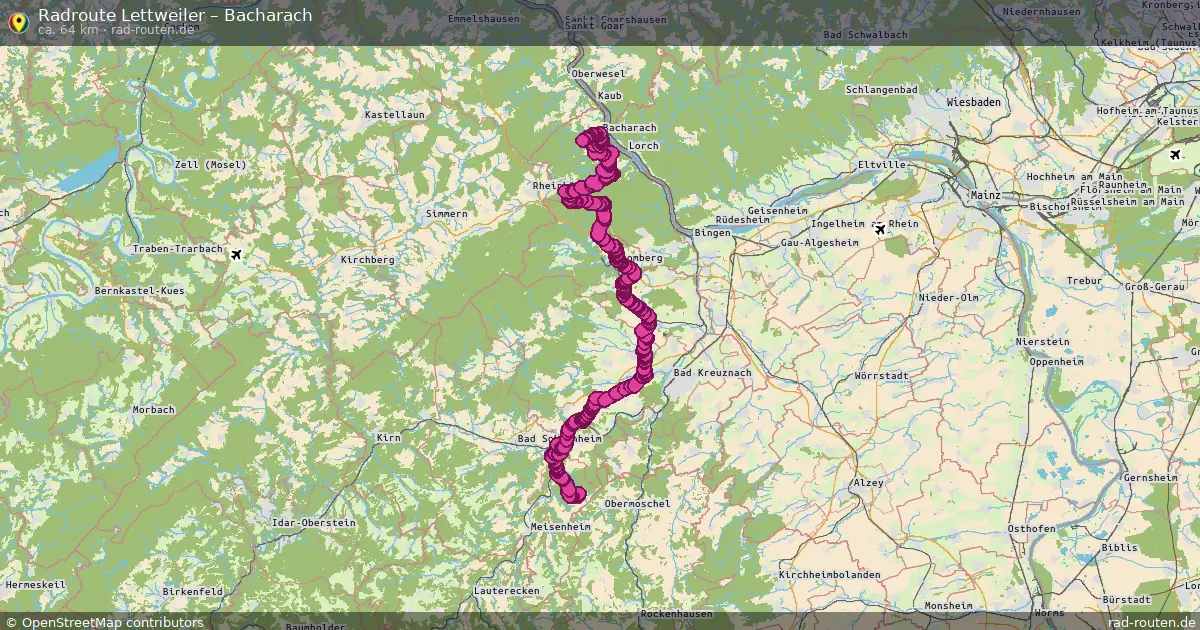 Fahrradroute Lettweiler – Bacharach (64 km) – Rad-Routen.de