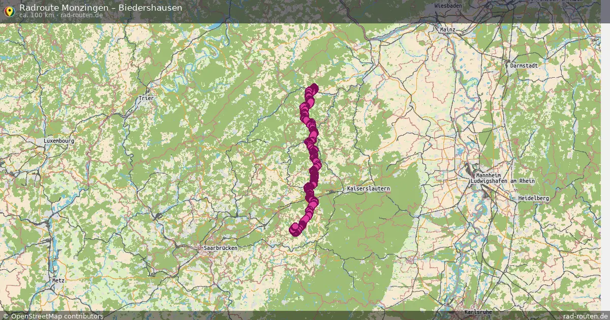Fahrradroute Monzingen – Biedershausen (100 km) – Rad-Routen.de