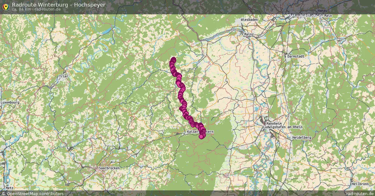 Fahrradroute Winterburg – Hochspeyer (84 km) – Rad-Routen.de