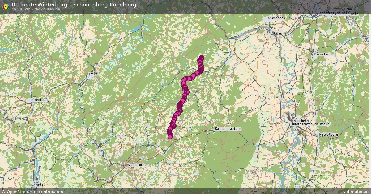Fahrradroute Winterburg – Schönenberg-Kübelberg (86 km) – Rad-Routen.de