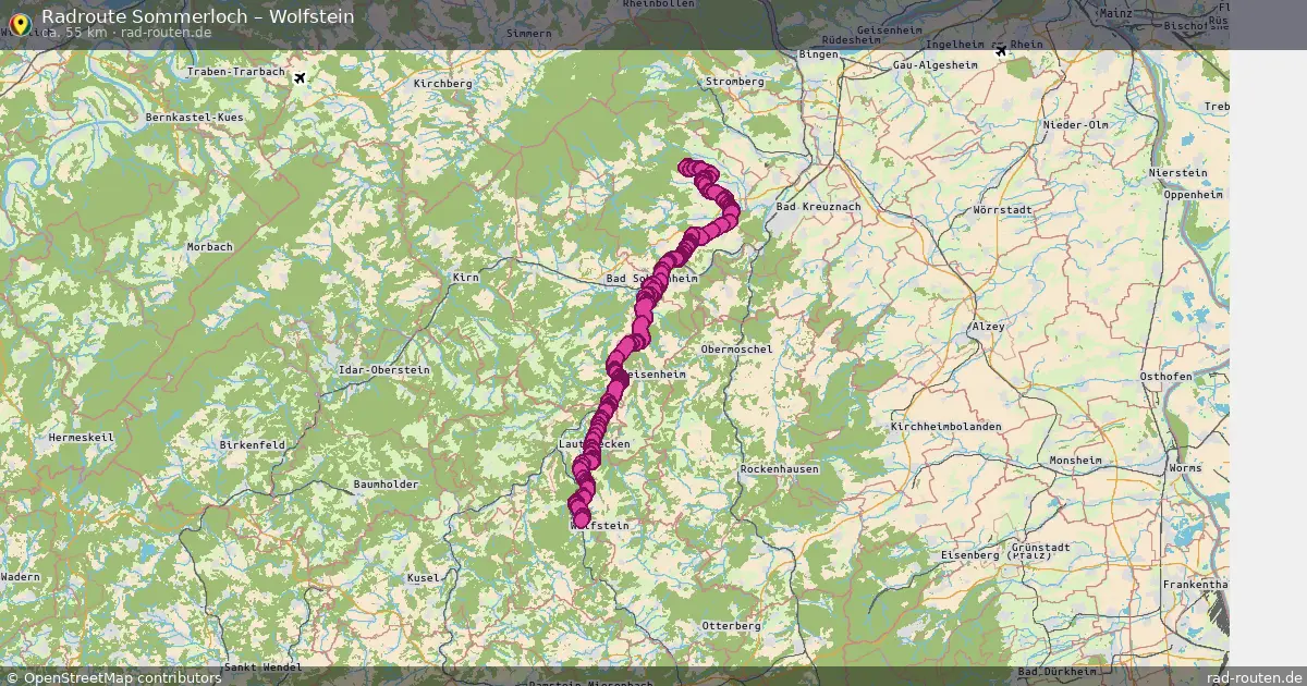 Fahrradroute Sommerloch – Wolfstein (55 km) – Rad-Routen.de