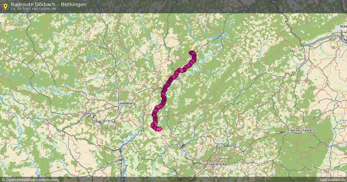 Fahrradroute von Dörbach nach Bethingen