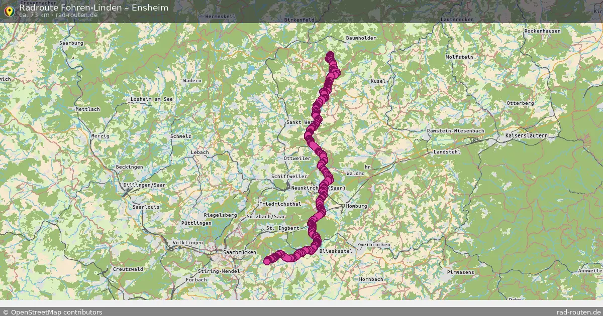 Fahrradroute Fohren-Linden – Ensheim (73 km) – Rad-Routen.de
