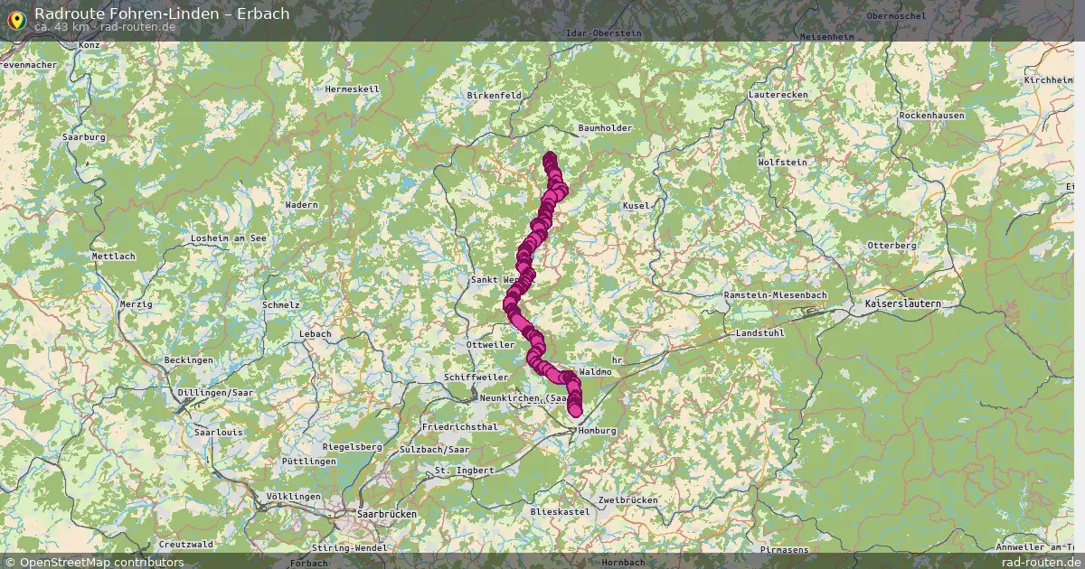 Fahrradroute Fohren-Linden – Erbach (43 km) – Rad-Routen.de