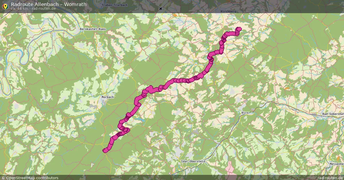 Fahrradroute von Allenbach nach Womrath