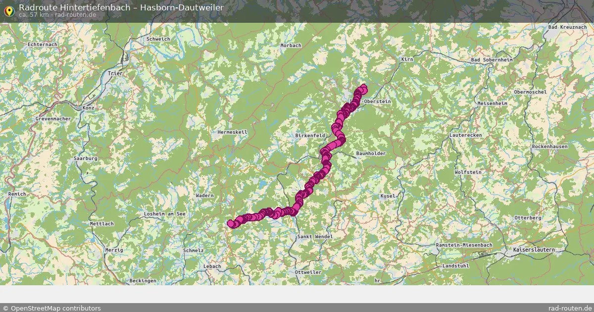 Fahrradroute Hintertiefenbach – Hasborn-Dautweiler (57 km) – Rad-Routen.de