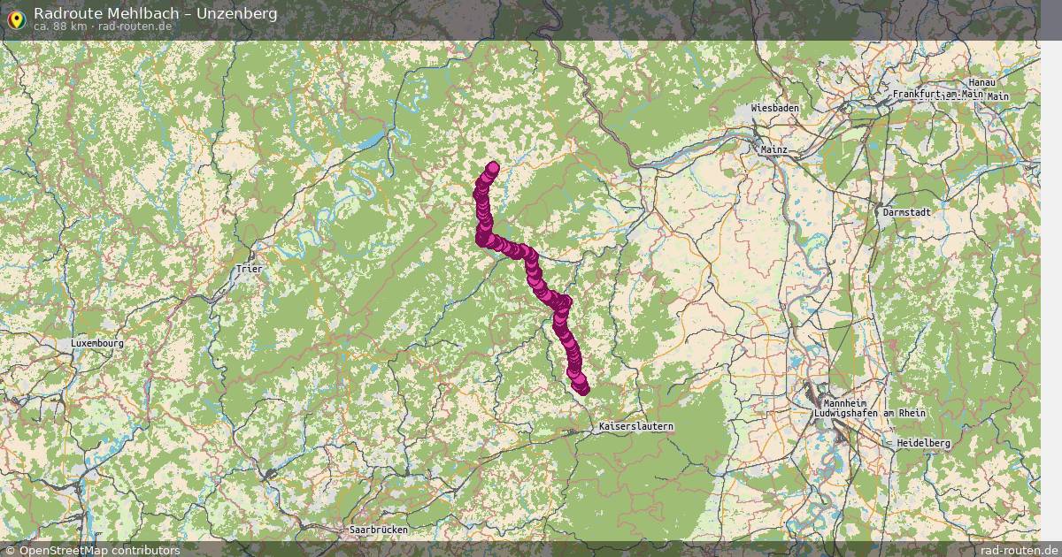 Fahrradroute Mehlbach – Unzenberg