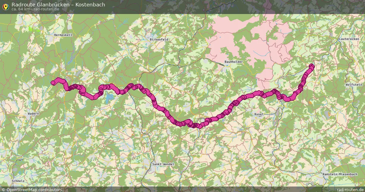 Fahrradroute von Glanbrücken nach Kostenbach