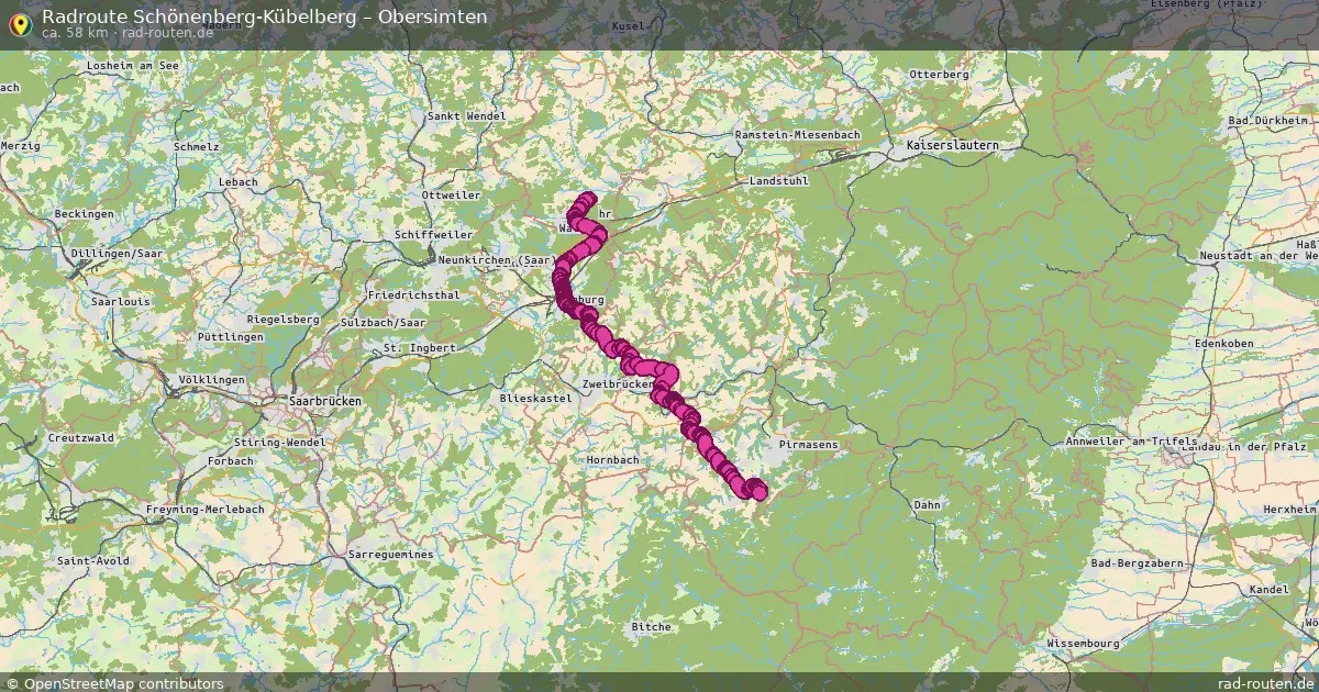 Fahrradroute Schönenberg-Kübelberg – Obersimten